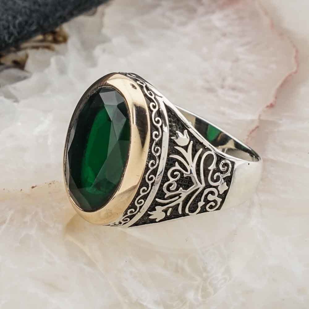 925-ayar-gumus-yesil-zirkon-tasli-lale-detayli-erkek-yuzuk-3229