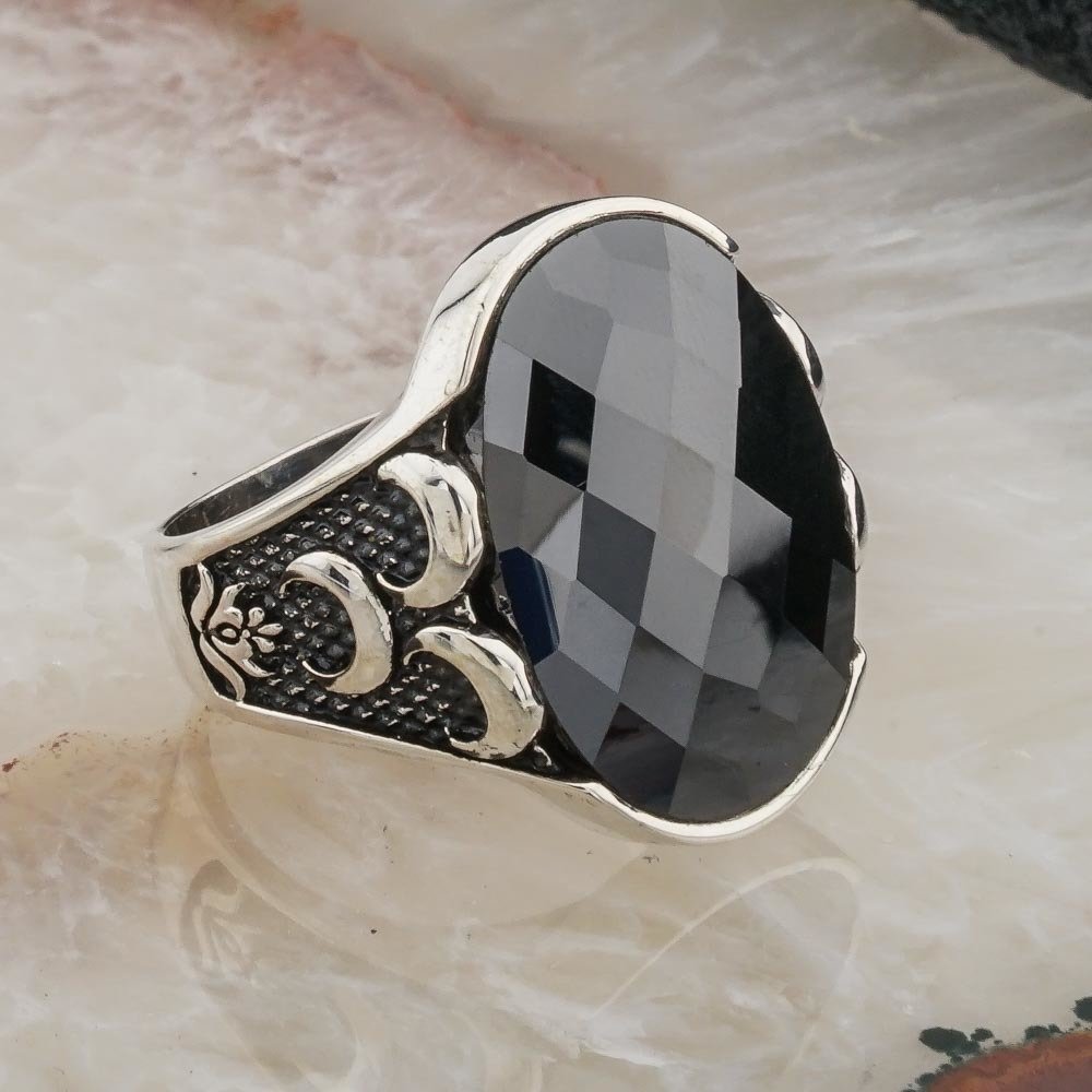 siyah-zirkon-tasli-3-hilal-detayli-gumus-erkek-yuzuk-3549