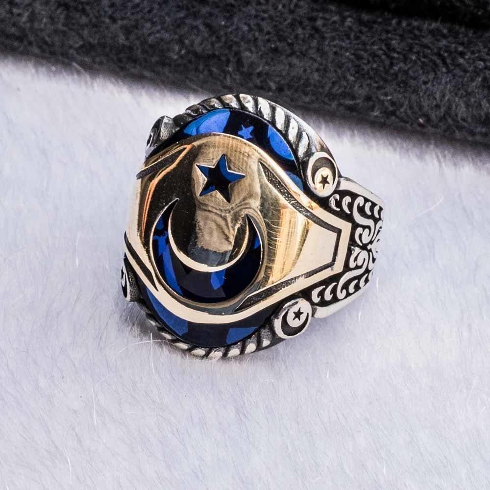 ay-yildiz-simgeli-mavi-tasli-gumus-yuzuk-8331